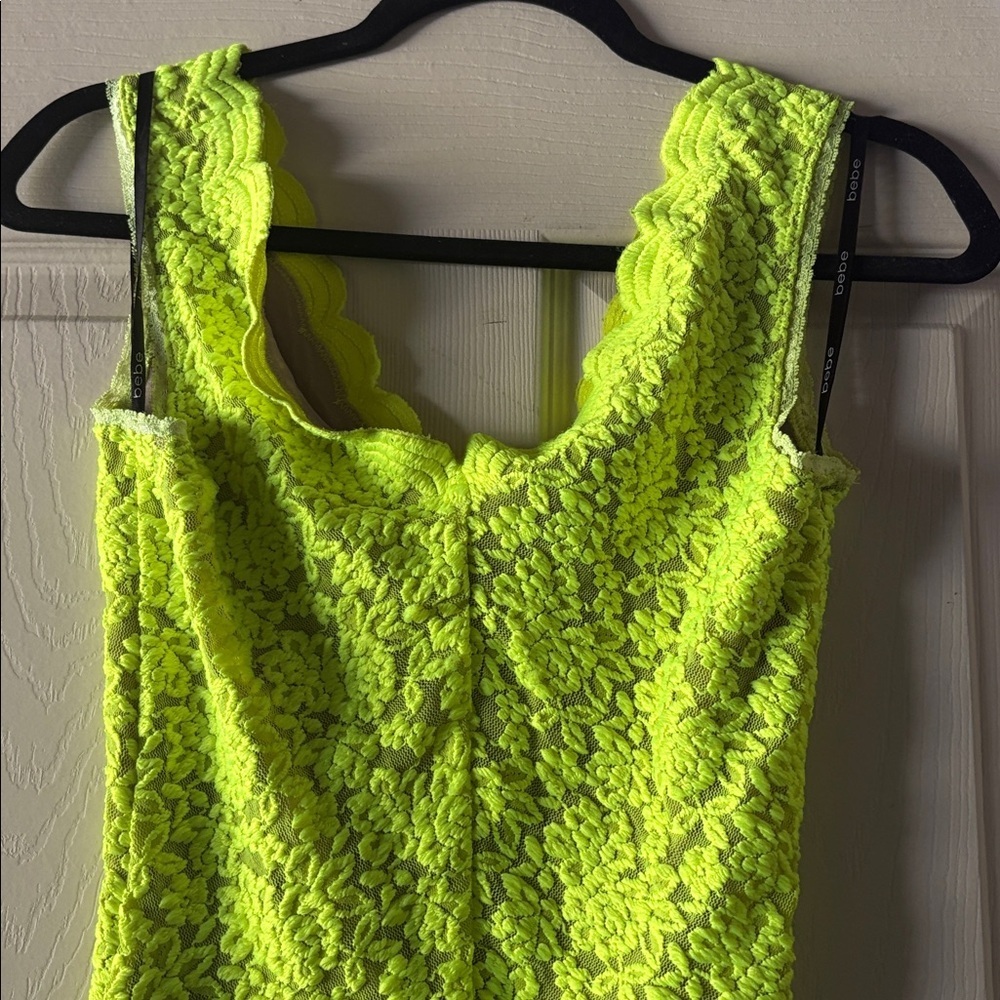 Bebe Addiction Neon yellow Lace Bodysuit - Picture 2 of 4
